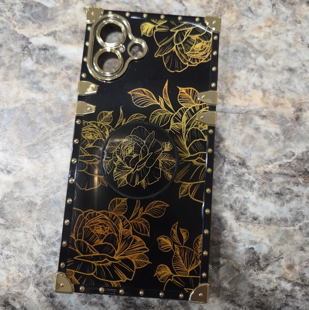 Elegant Black and Gold Floral Phone Case